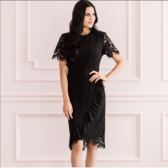 Rachel Parcell Dresses & Skirts - Black Lace Ruffle Knee Length Dress